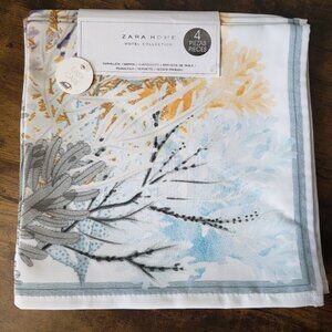 Ocean Sea Botanical soft blue + white Dinner Napkins Set of 4